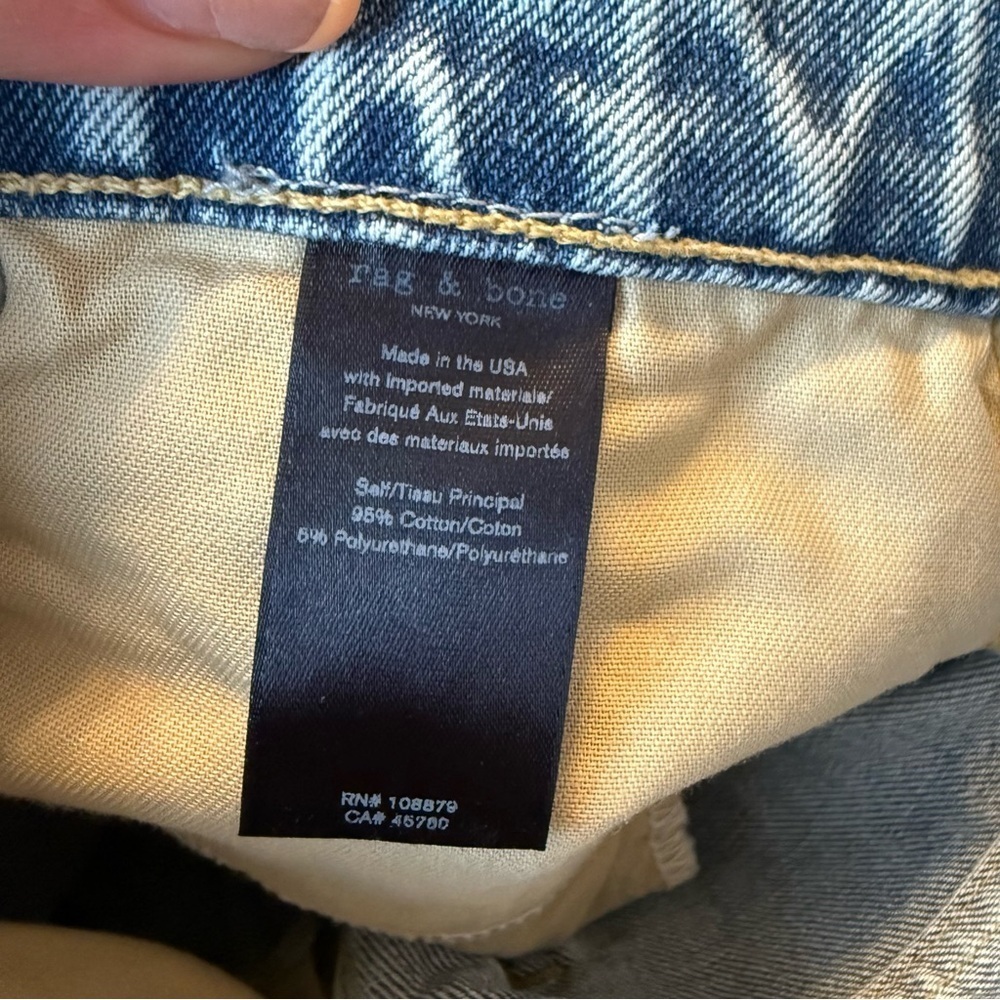 RAG & BONE High Rise Distressed Cigarette Madison Jeans with Holes 25 - Picture 13 of 13